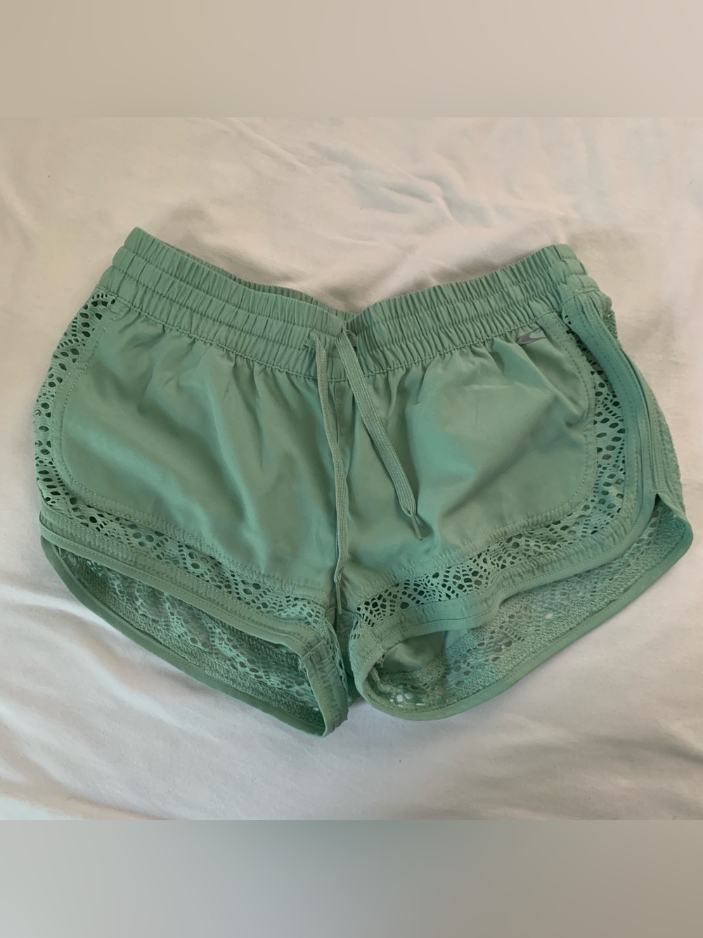 O'Neill Mint Green Crochet-Trim Athletic Shorts